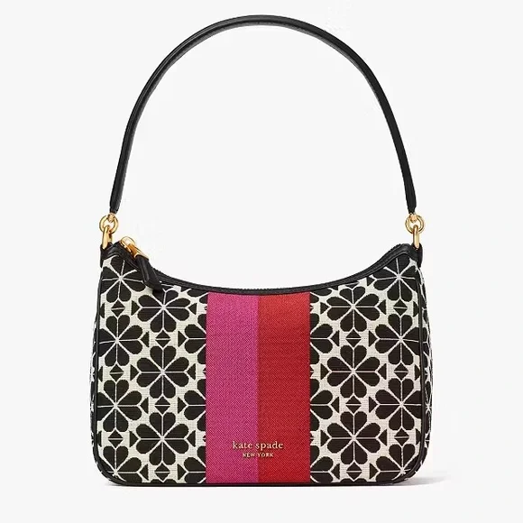 Kate Spade ♠️ Flower Jacquard Stripe Sam Small Convertible Shoulder Bag - Picture 7 of 11